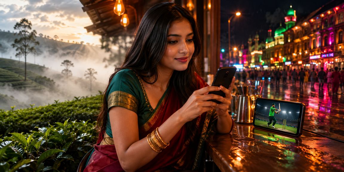 সিলেটের চা বাগানে মোবাইলে reno8 স্পোর্টস বেটিং করছেন একজন ব্যবহারকারী